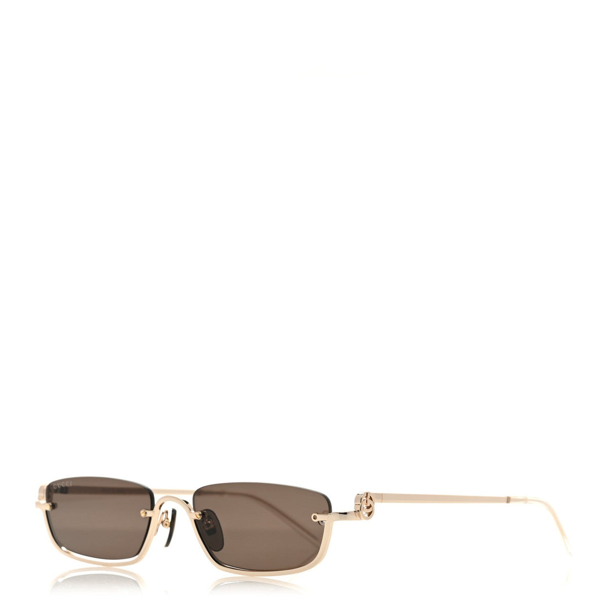 Metal Rectangular Frame Sunglasses GG1278S Brown Gold