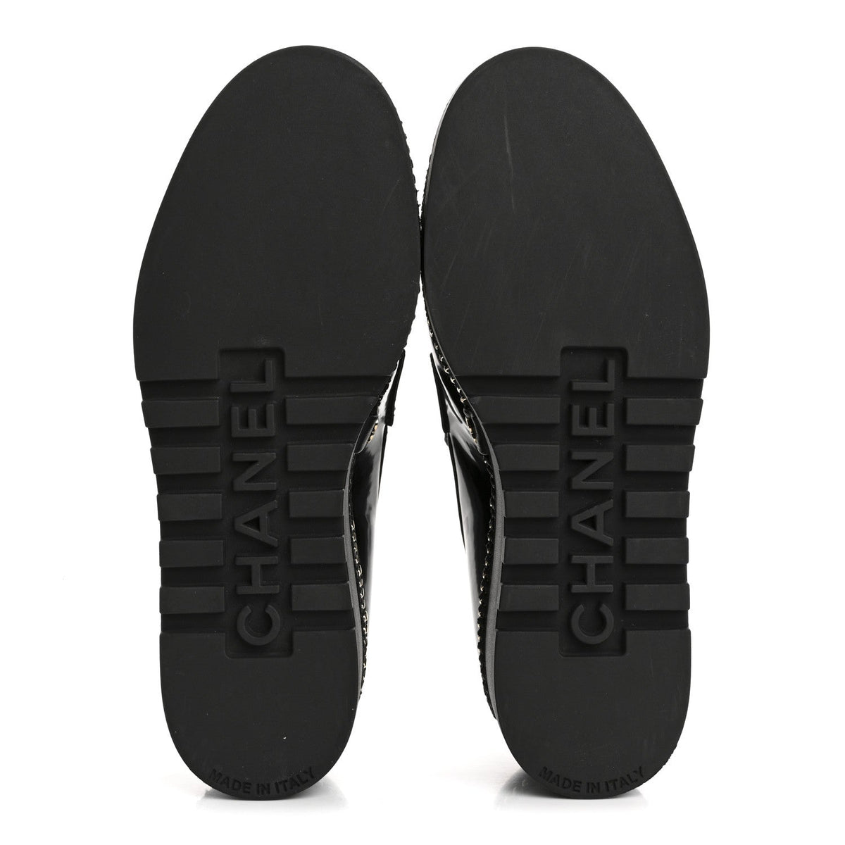 Shiny Calfskin Platform Loafers 37 Black