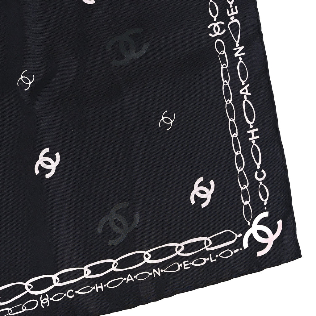 Silk CC Square Scarf Black Pink