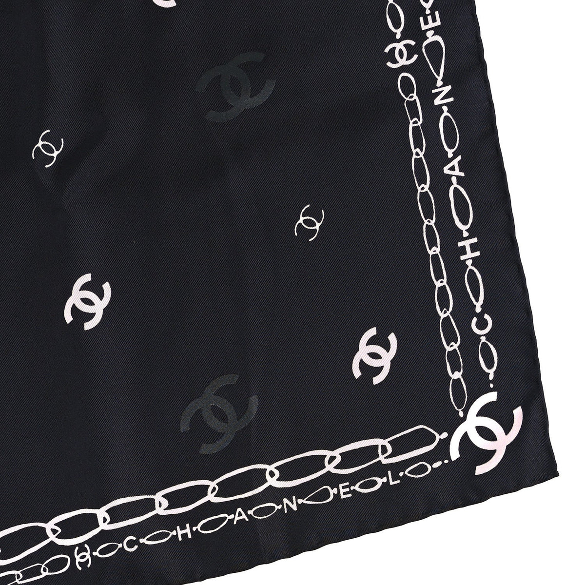 Silk CC Square Scarf Black Pink