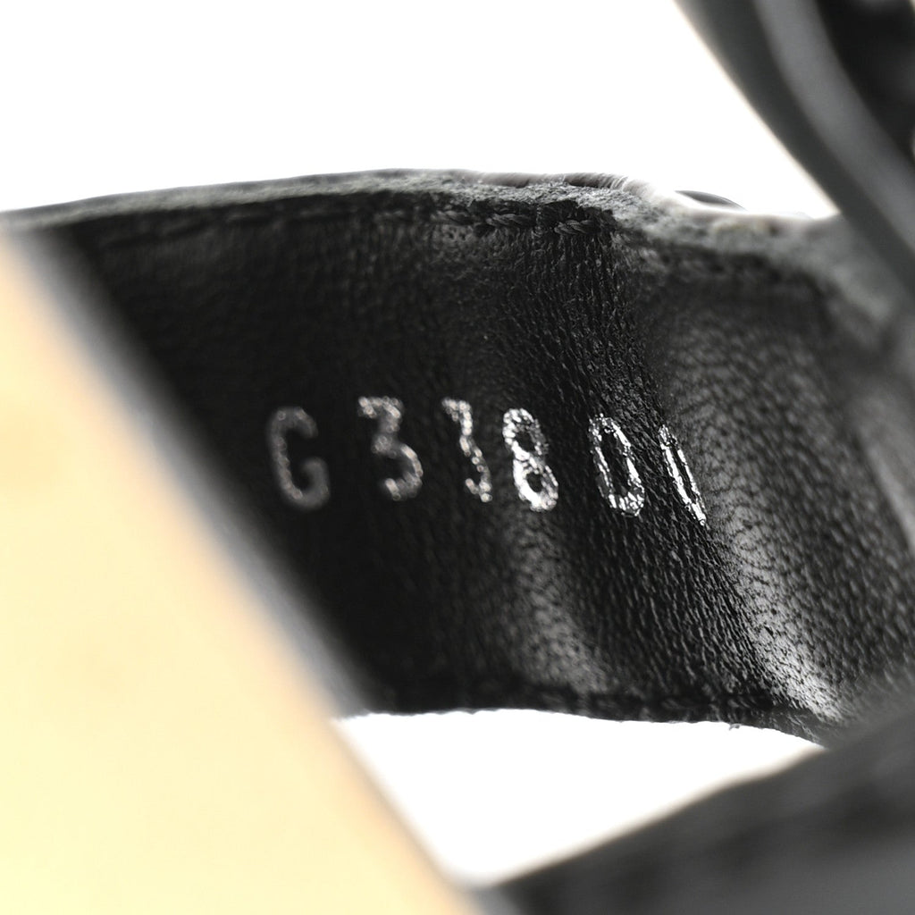 Laminated Goatskin Chain Sandals 35 Black