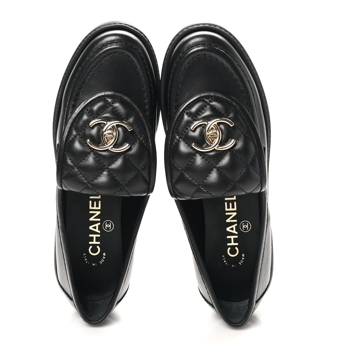 Lambskin Quilted CC Turnlock Loafers 35.5 Black