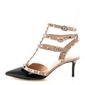 Patent Nappa Rockstud Ankle Strap 65mm Pumps 36.5 Black Poudre