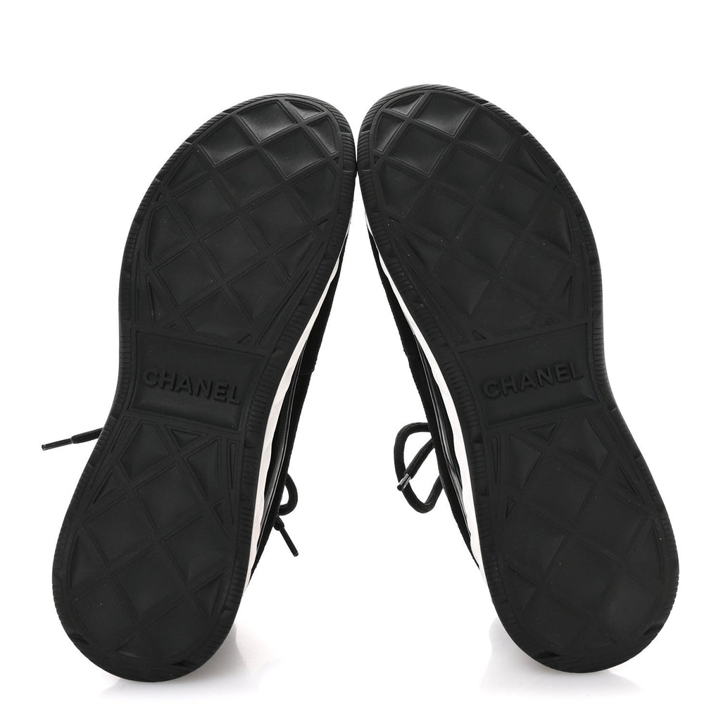 Velvet Calfskin Mixed Fibers CC Sneakers 39.5 Black