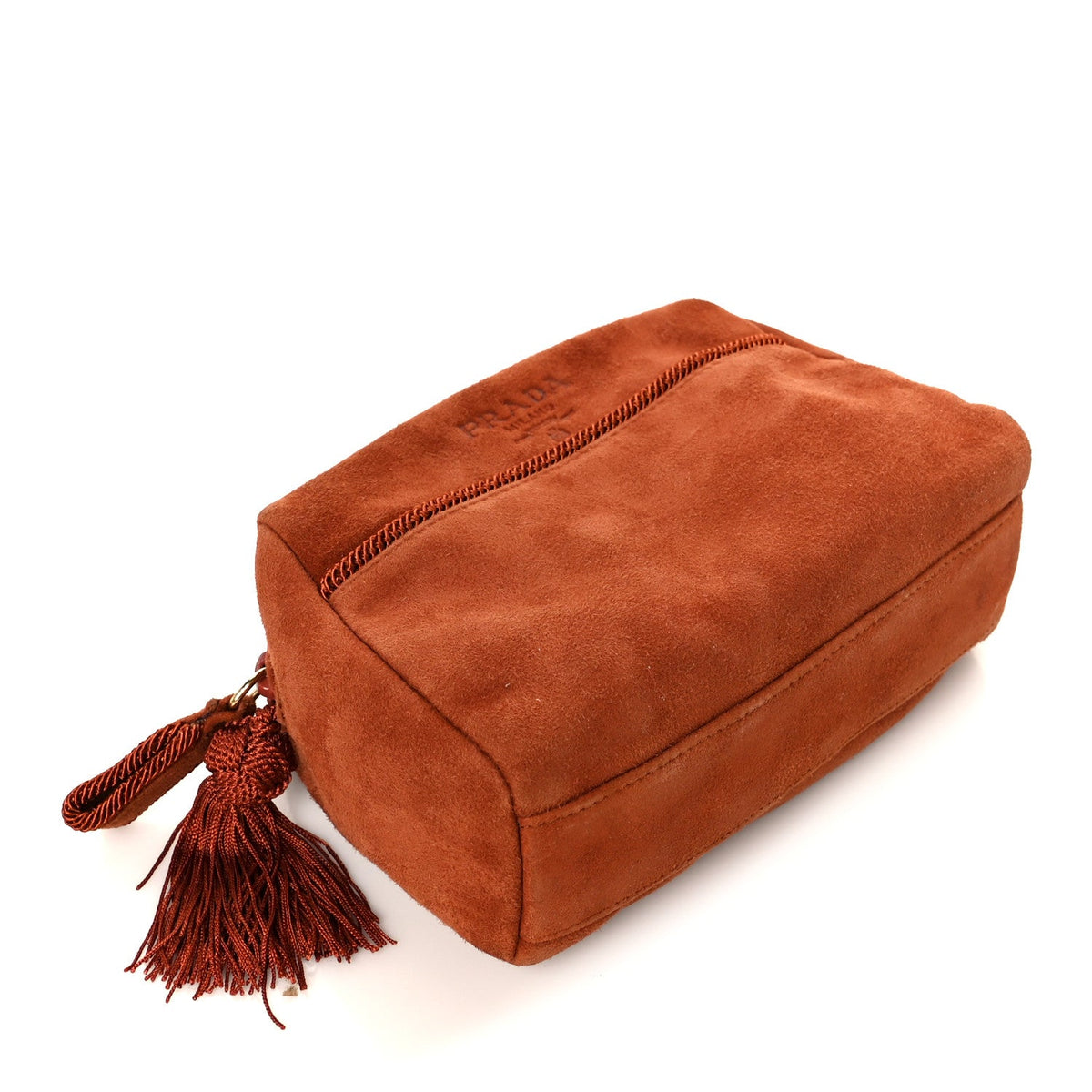 Scamosciato Suede Tassel Pouch Brown