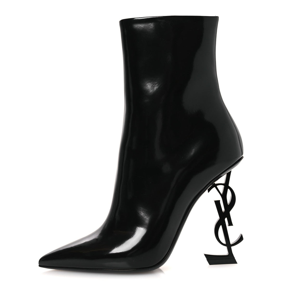 Glazed Calfskin Opyum Ankle Boots 37 Black