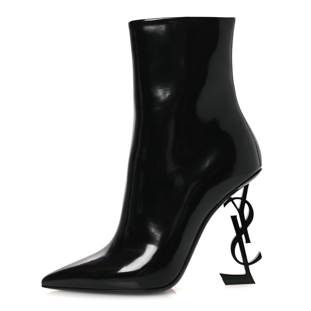 Glazed Calfskin Opyum Ankle Boots 37 Black