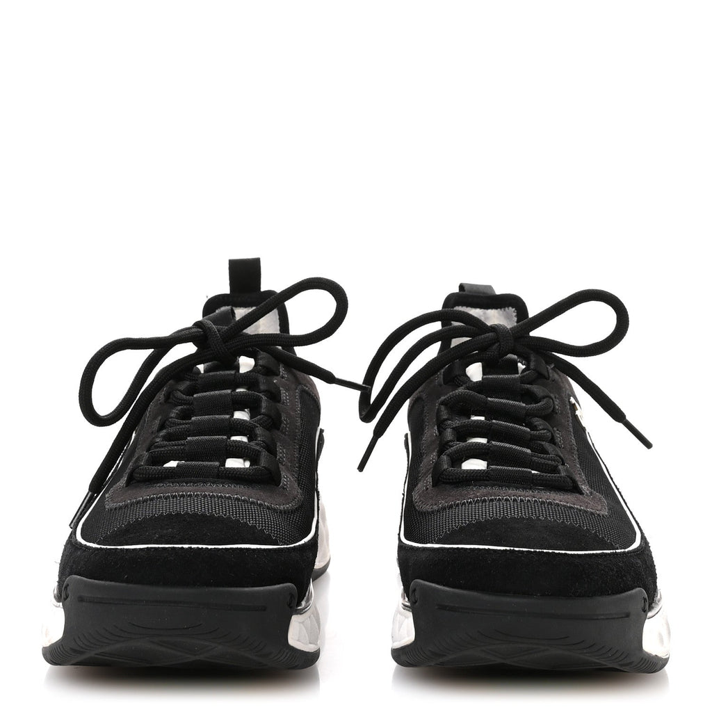 Velvet Calfskin Mixed Fibers CC Sneakers 39.5 Black