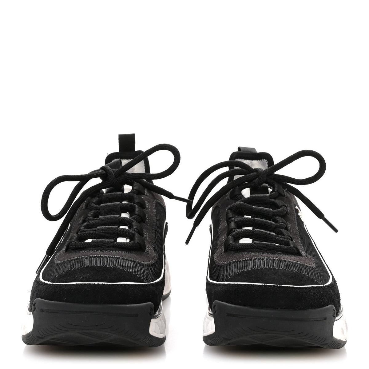 Velvet Calfskin Mixed Fibers CC Sneakers 39.5 Black
