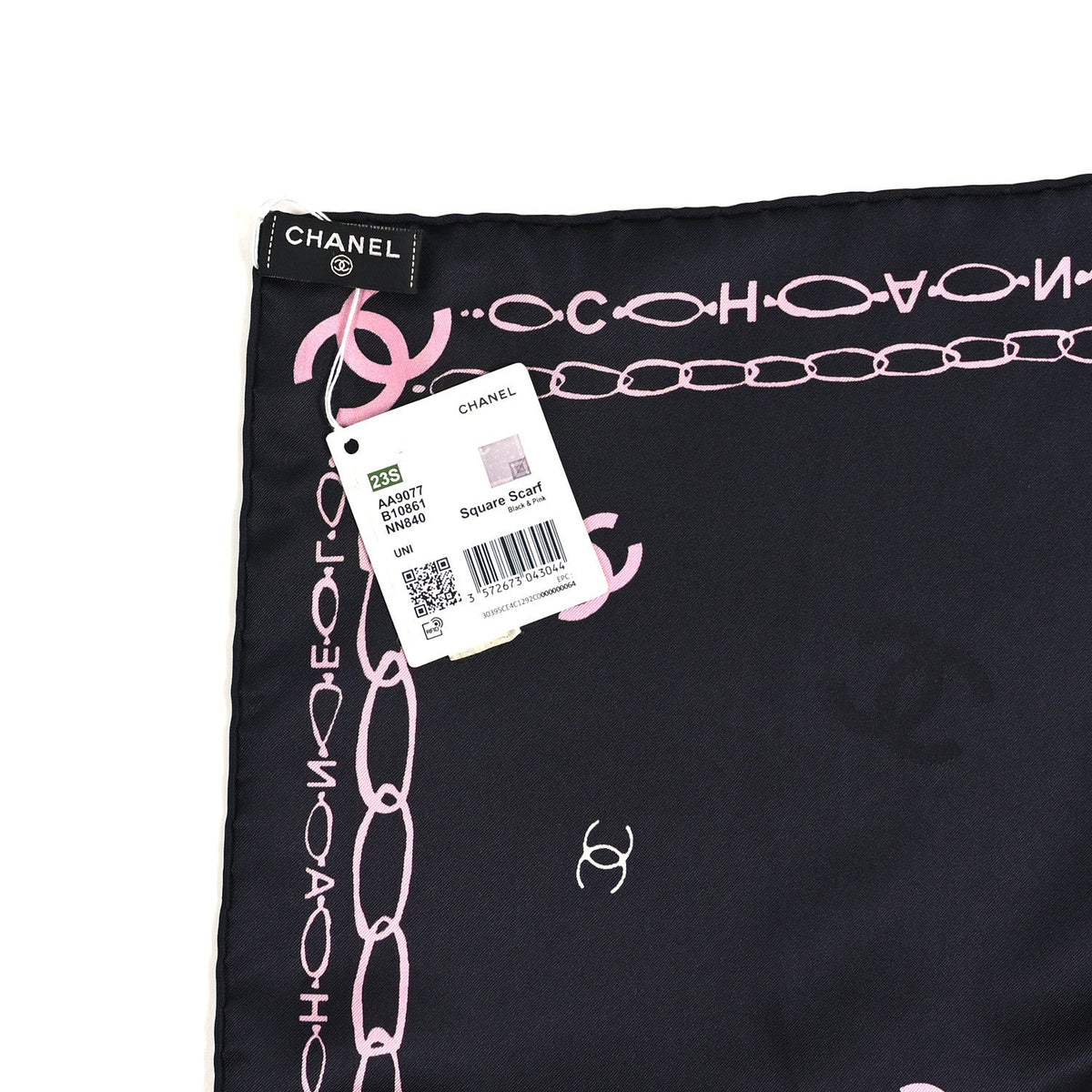 Silk CC Square Scarf Black Pink