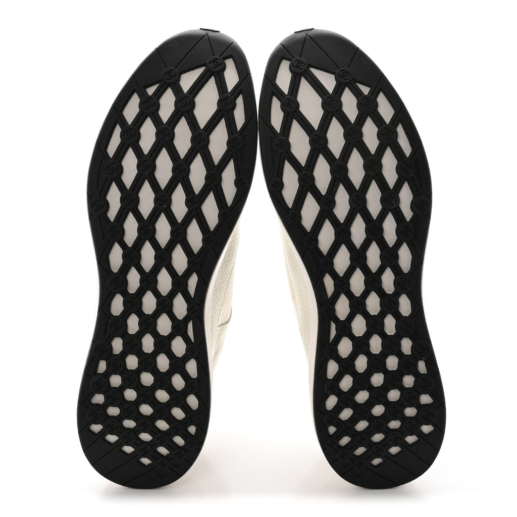 Calfskin Mesh Suede CC Sneakers 45 White Black