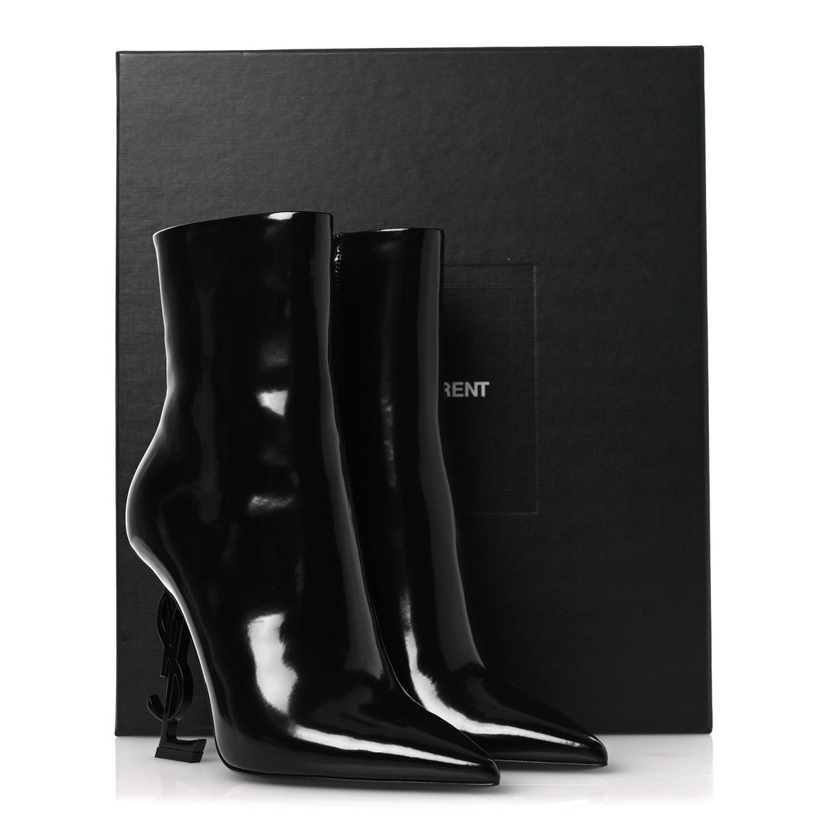 Glazed Calfskin Opyum Ankle Boots 37 Black