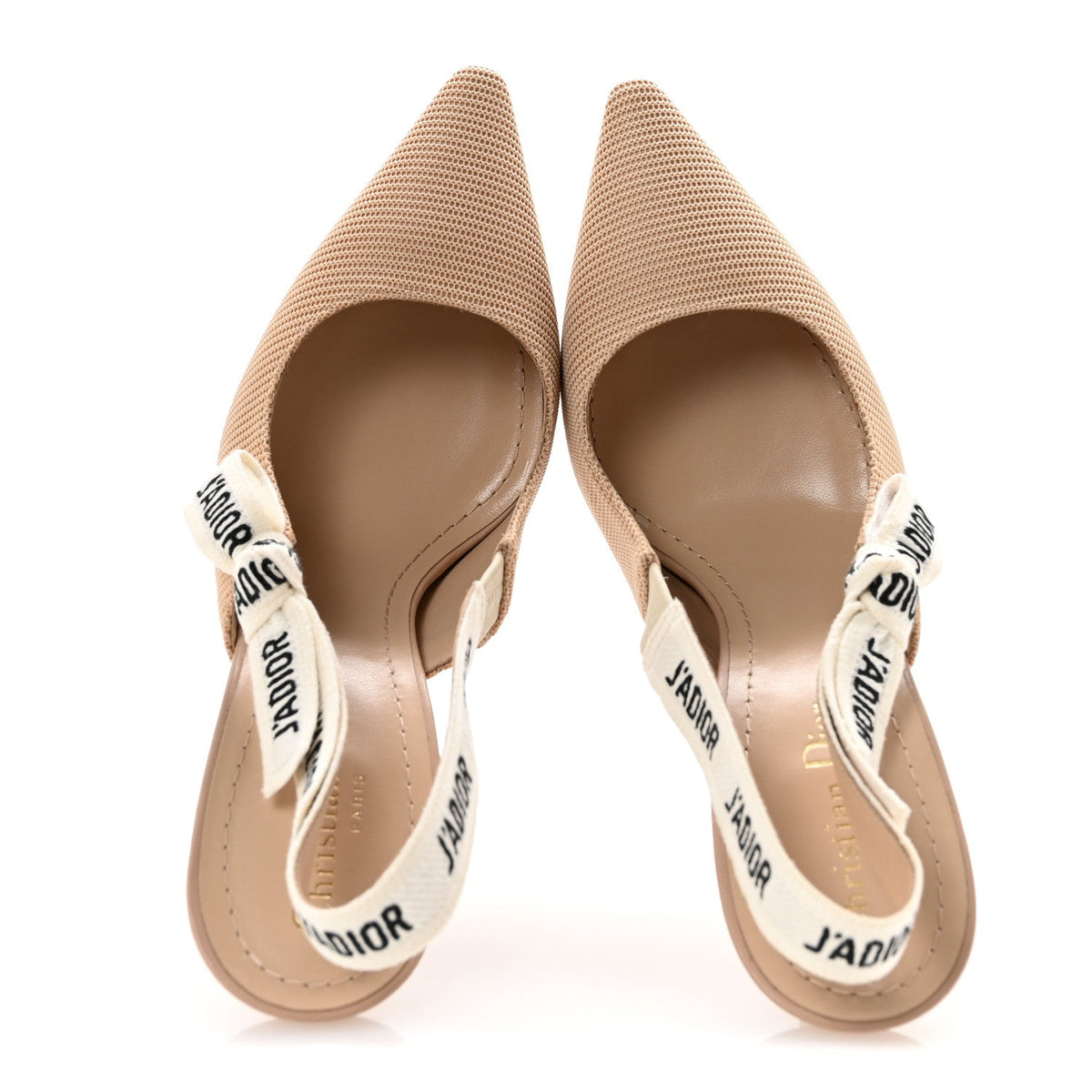 Technical Canvas Ribbon J'Adior Slingback 100mm Pumps 39.5 Powder Nude